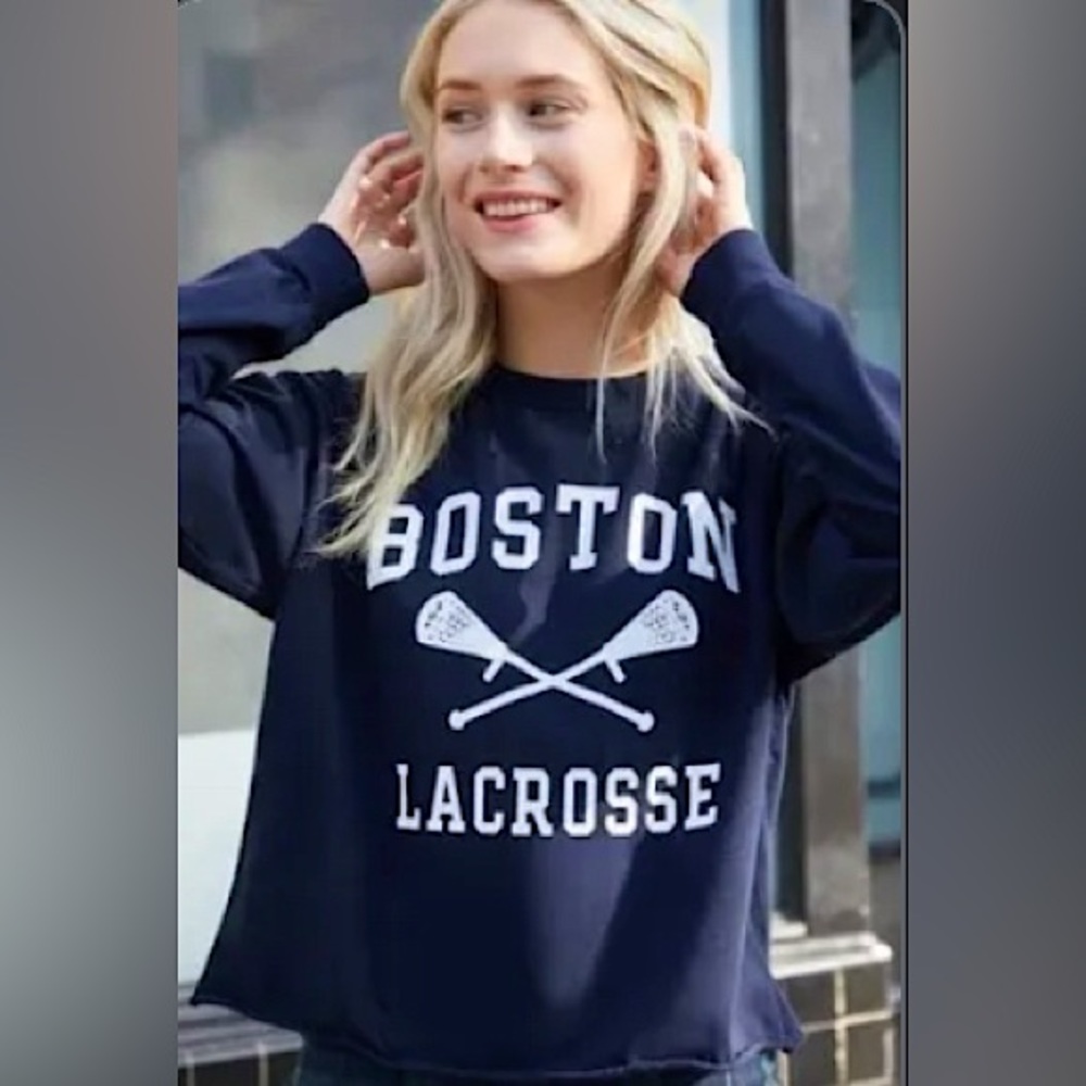 John Galt X Brandy Melville Boston Lacrosse Long Sleeve Cropped T-Shirt